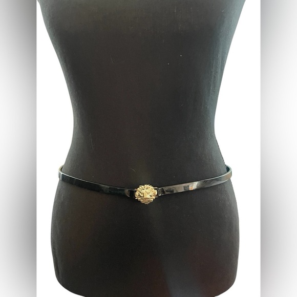Vintage Accessocraft Gold lion head black and gold belt - Picture 1 of 4
